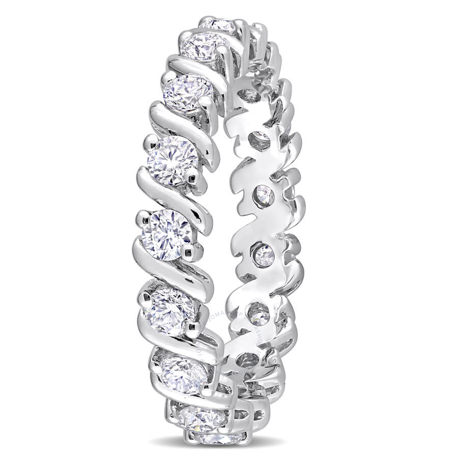 Amour 1 Ct Dew Created Moissanite Eternity Band In Sterling Silver In White