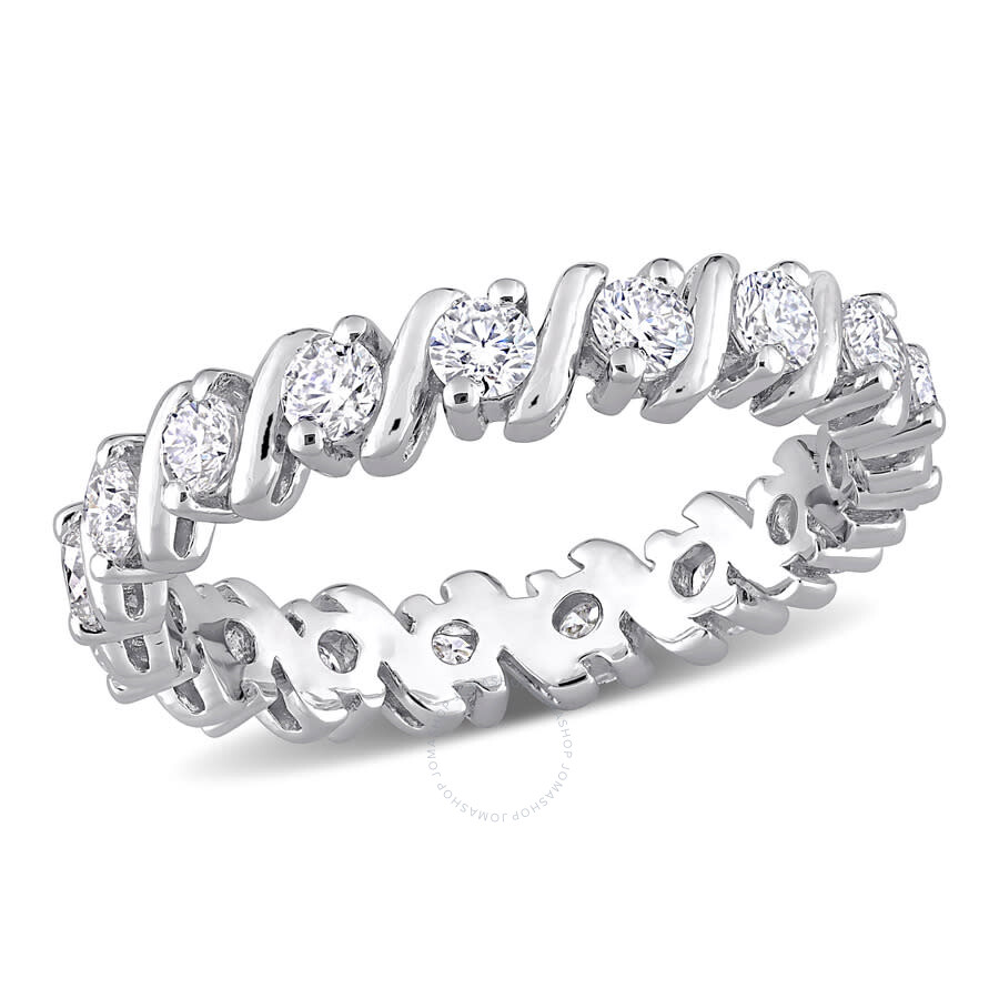 Shop Amour 1 Ct Dew Created Moissanite Eternity Band In Sterling Silver In White