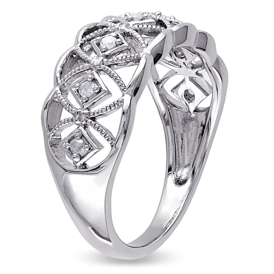 Amour 1/10 Ct Tw Diamond Openwork Ring In Sterling Silver In White