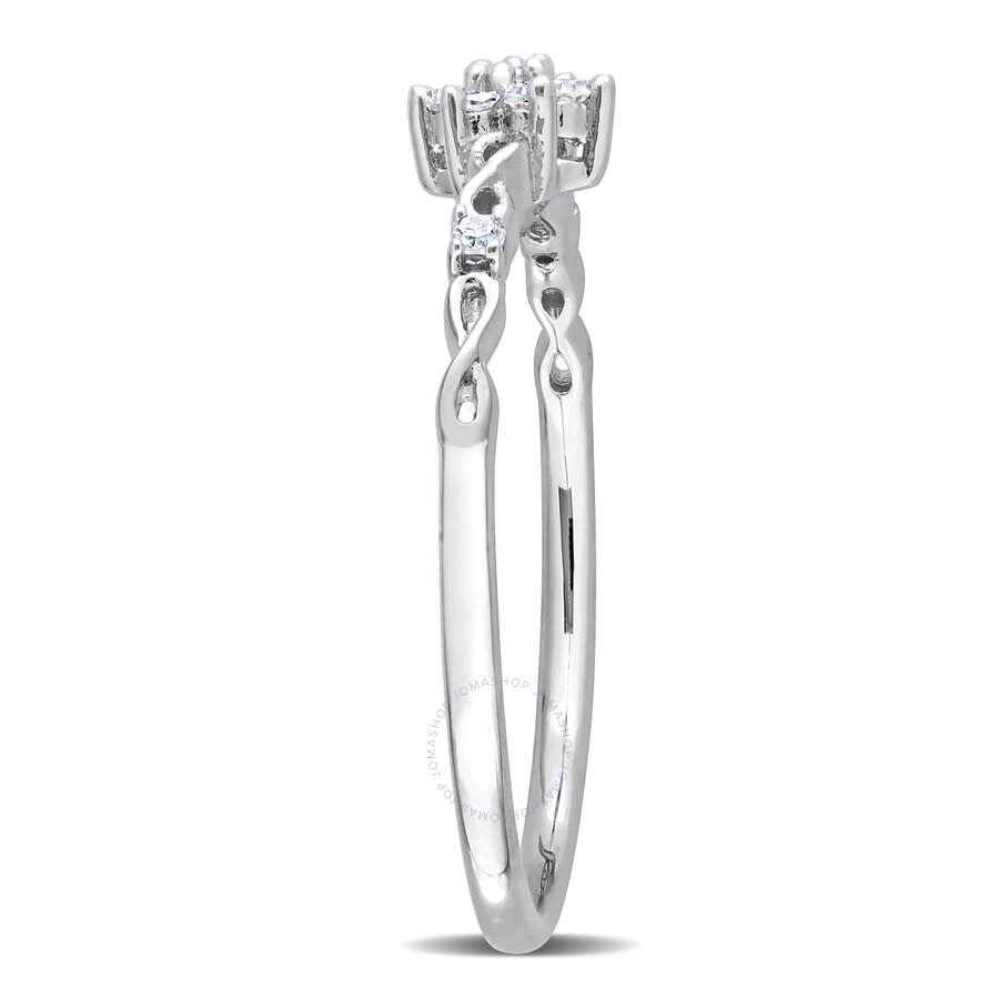 Amour 1/10 Ct Tw Diamond Floral Promise Ring In Sterling Silver In White