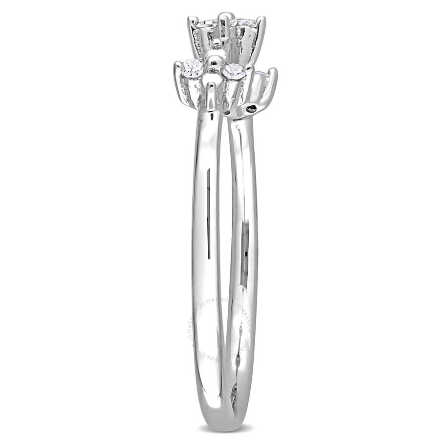 Amour 1/10 Ct Tw Diamond Floral Promise Ring In Sterling Silver In White