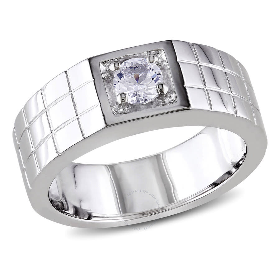 Shop Amour Men's Created White Sapphire Ring In Sterling Silver