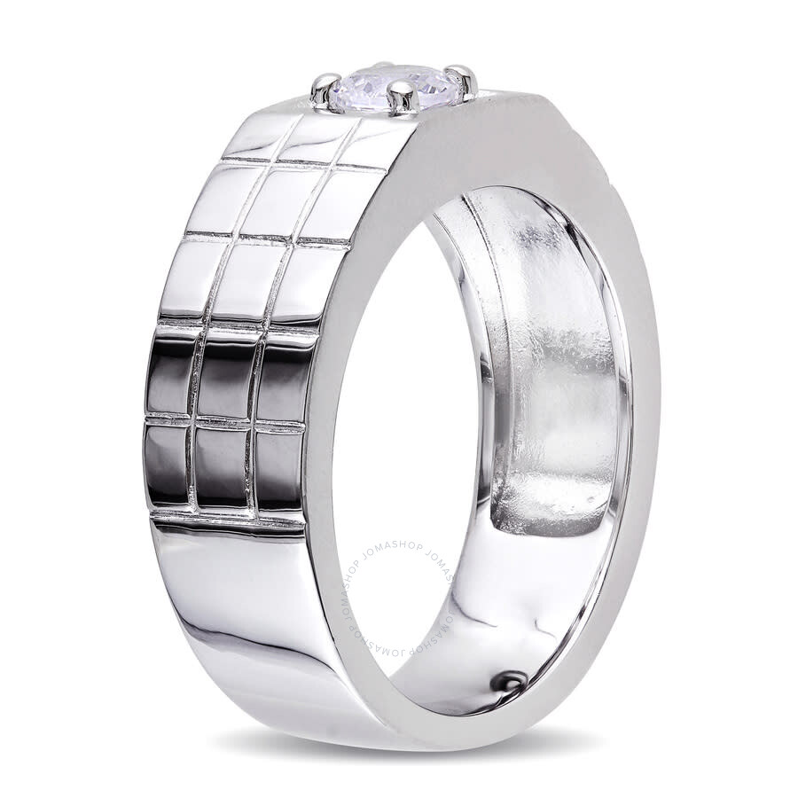 Shop Amour Men's Created White Sapphire Ring In Sterling Silver