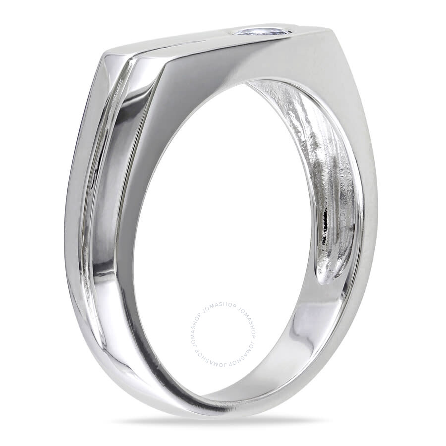 Shop Amour Men's Bezel Set White Sapphire Ring In Sterling Silver