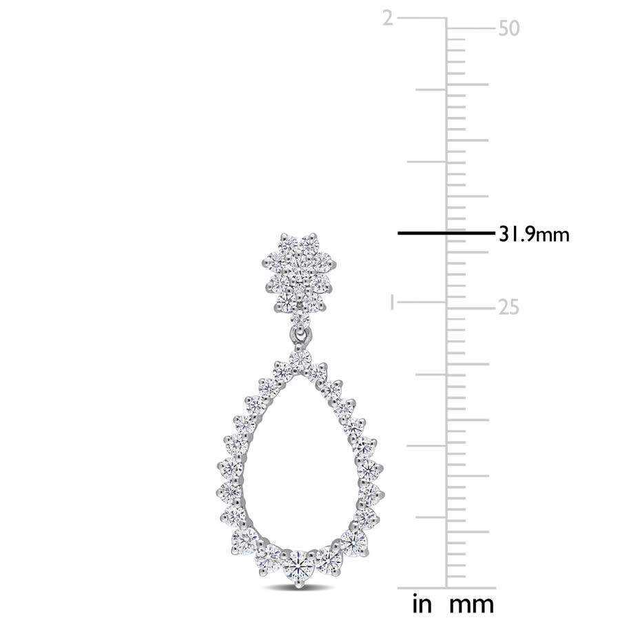 Amour 2 1/5 Ct Dew Created Moissanite Open Teardrop Dangle Earrings In Sterling Silver In White