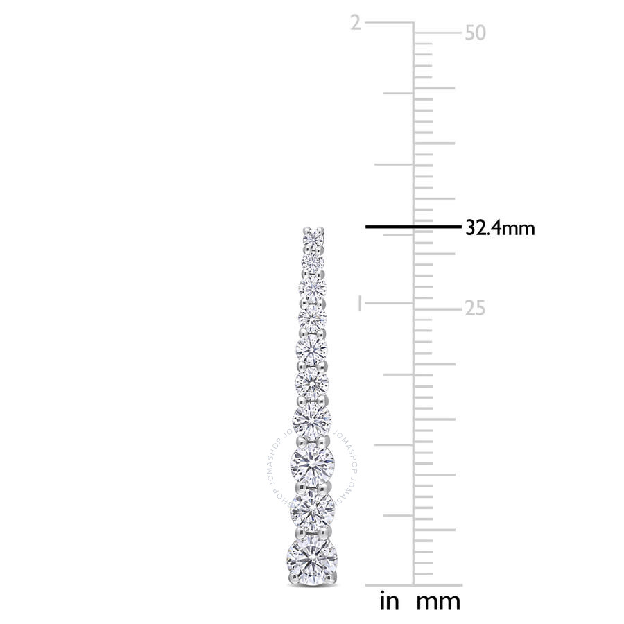 Amour 2 3/4 Ct Dew Created Moissanite Journey Earrings In Sterling Silver In White