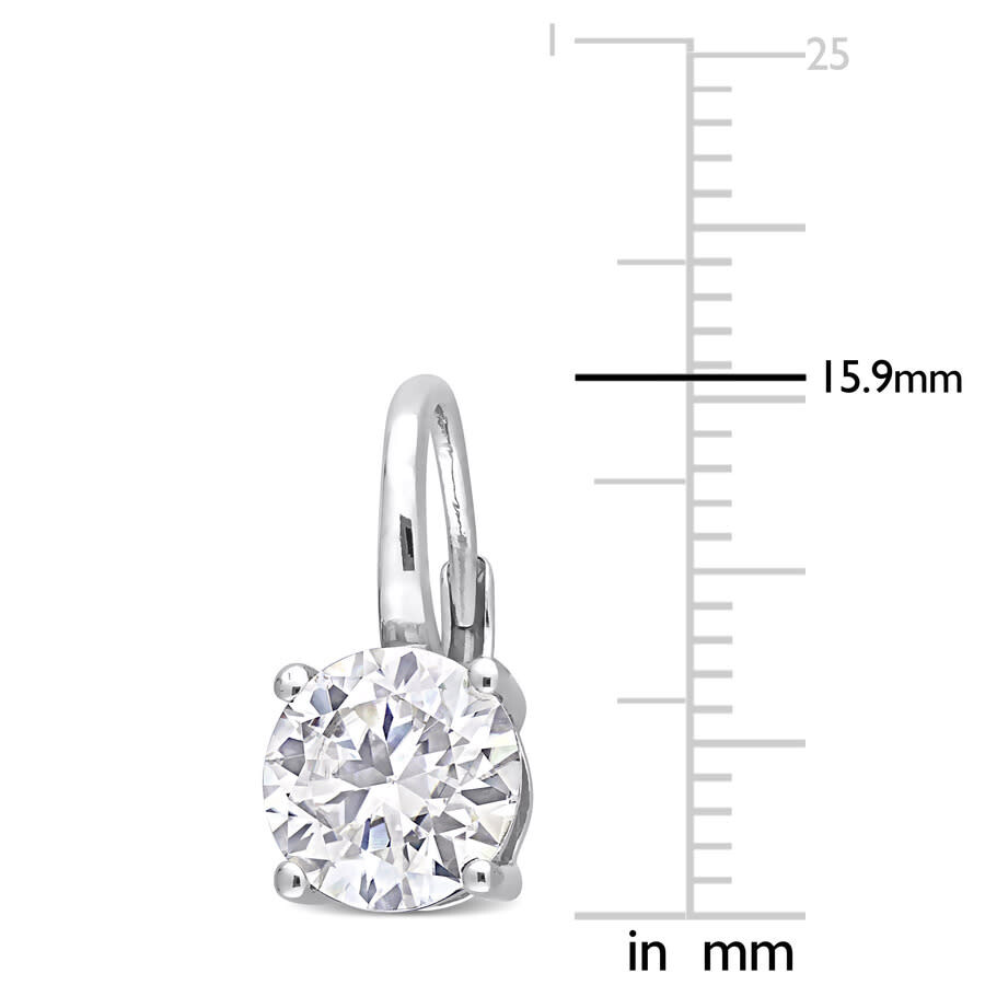 Amour 3 1/5 Ct Dew Created Moissanite Solitaire Leverback Earrings In Sterling Silver In White