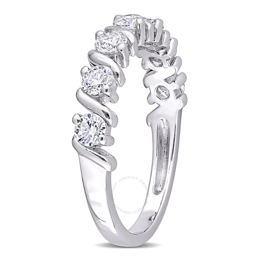 Amour 3/4 Ct Dew Created Moissanite Band In Sterling Silver In White