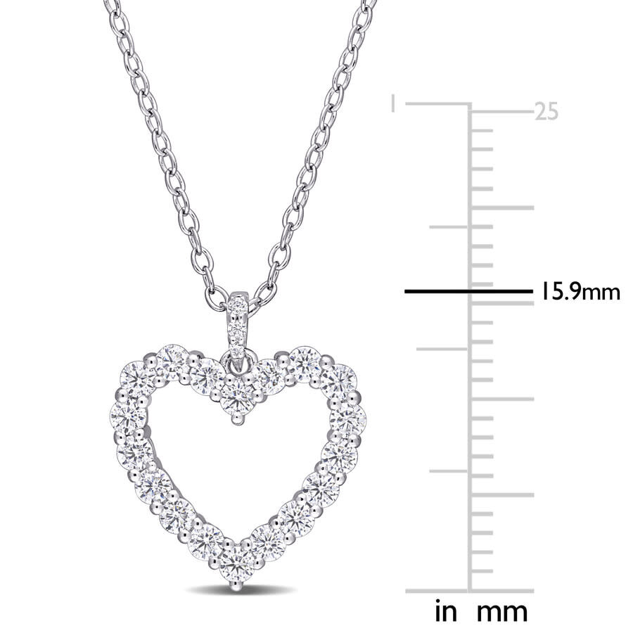 Shop Amour 3/5 Ct Dew Created Moissanite Open Heart Pendant With Chain In Sterling Silver In White