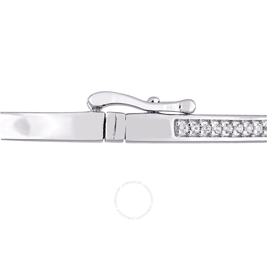Amour Cultured Freshwater Pearl And Created White Sapphire Bangle In Sterling Silver In White