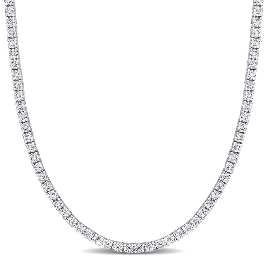 Amour 12 1/2 CT DEW Created Moissanite Tennis Necklace In Sterling
