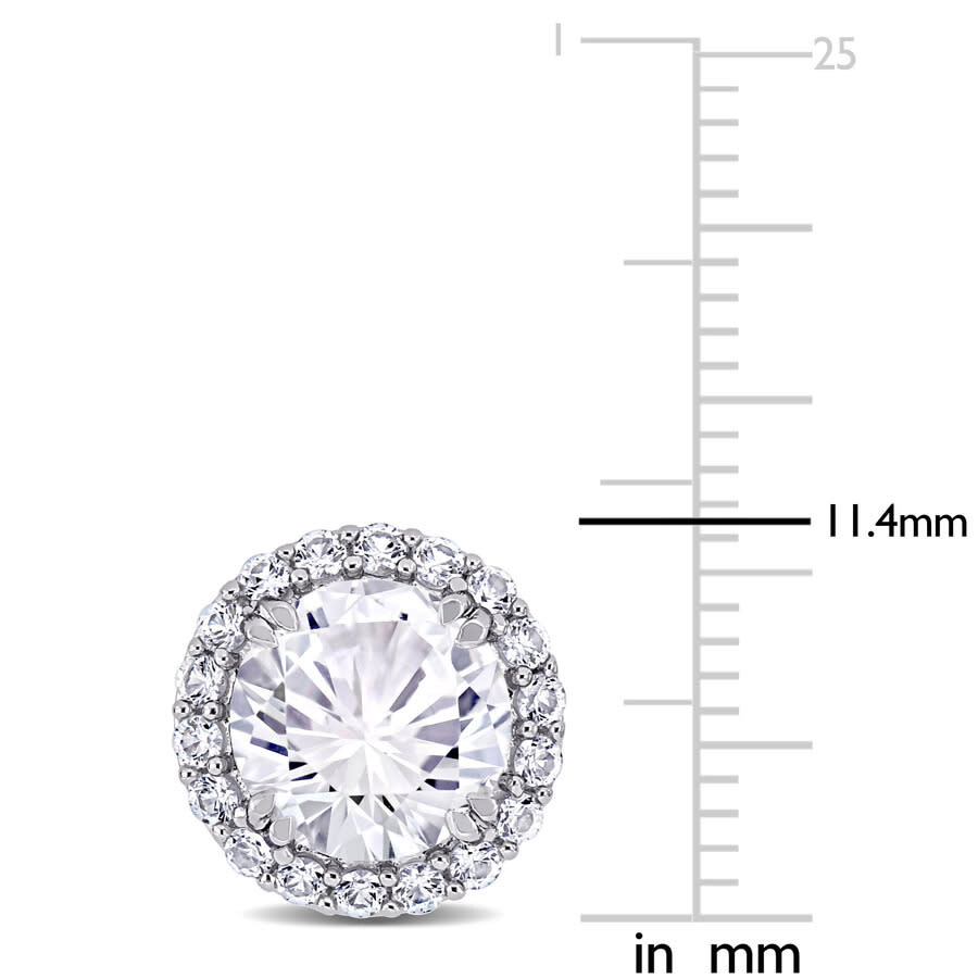 Amour 5 1/2 Ct Tgw Created White Sapphire Halo Stud Earrings In Sterling Silver In White