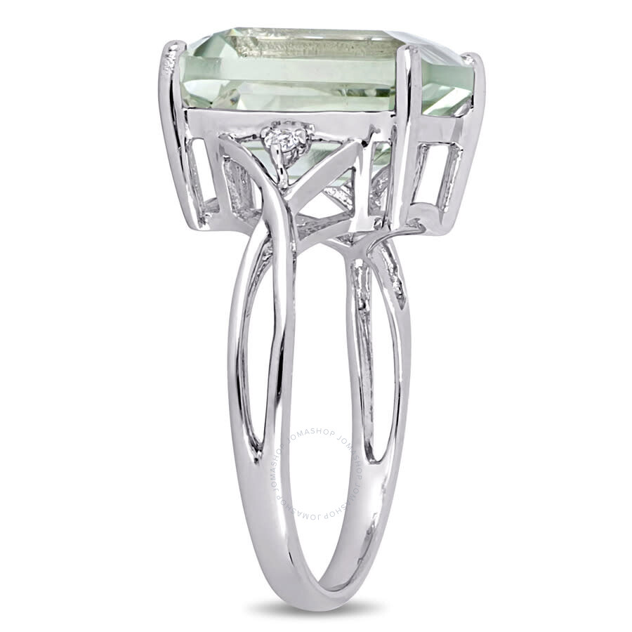 Amour 5 5/8 Ct Tgw Emerald Cut Green Quartz And White Topaz Twist Ring In Sterling Silver In White