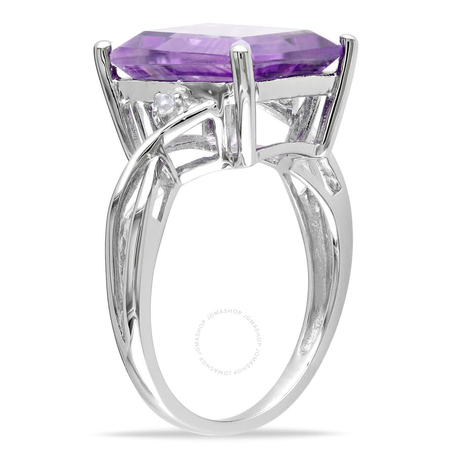 Shop Amour 5 7/8 Ct Tgw Emerald Cut Amethyst White Topaz Ring In Sterling Silver