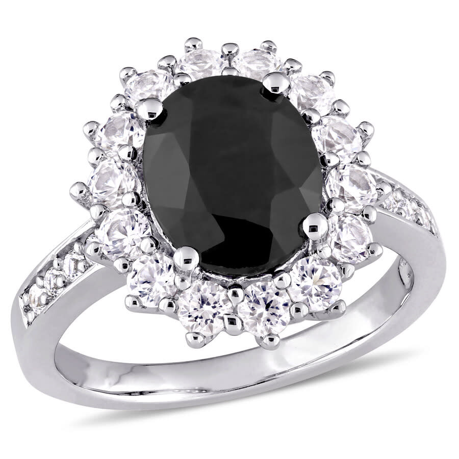Amour 4 3/4 Ct Tgw Black Sapphire And Created White Sapphire Ring In Sterling Silver In White
