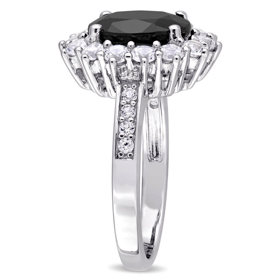 Amour 4 3/4 Ct Tgw Black Sapphire And Created White Sapphire Ring In Sterling Silver In White