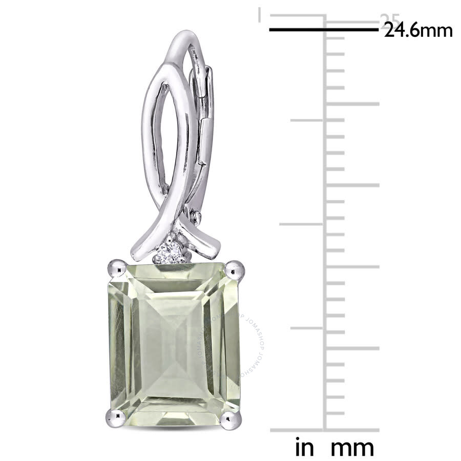 Amour 6 1/2 Ct Tgw Octagon Green Quartz And White Topaz Leverback Earrings In Sterling Silver In White
