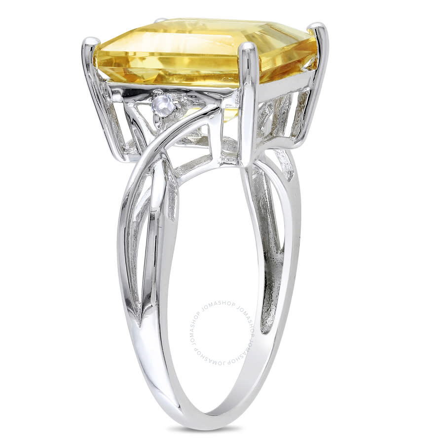 Amour 6 5/8 Ct Tgw Emerald Cut Citrine And White Topaz Ring In Sterling Silver In White