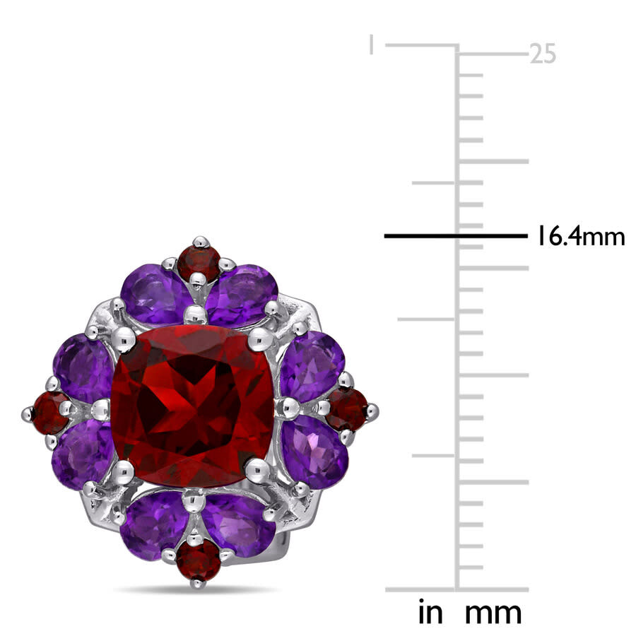 Amour 8 7/8 Ct Tgw Garnet And African Amethyst Quatrefoil Floral Earrings In Sterling Silver In Red/purple