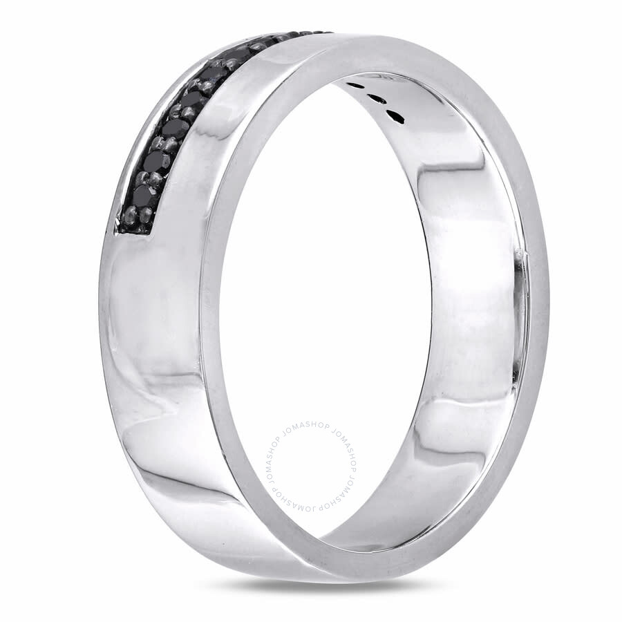 Amour 1/5 Ct Tw Black Diamond Single Row Men's Ring In Sterling Silver In White