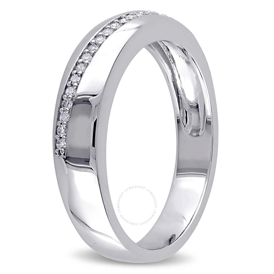 Amour 1/10 Ct Tw Diamond Men's Crossover Ring In Sterling Silver In Silver / White