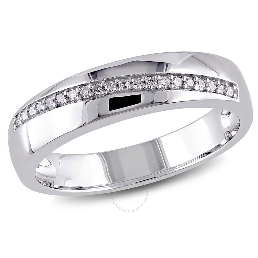 Shop Amour 1/10 Ct Tw Diamond Men's Crossover Ring In Sterling Silver In Silver / White