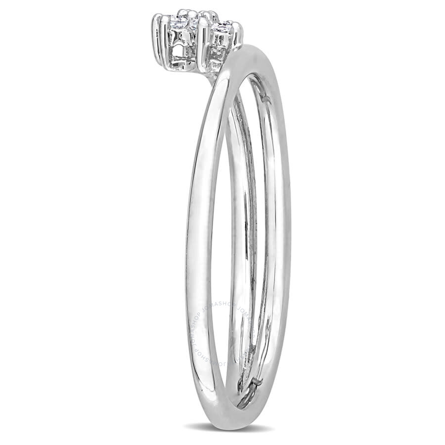 Amour Diamond Accent Floral Promise Ring In Sterling Silver In White