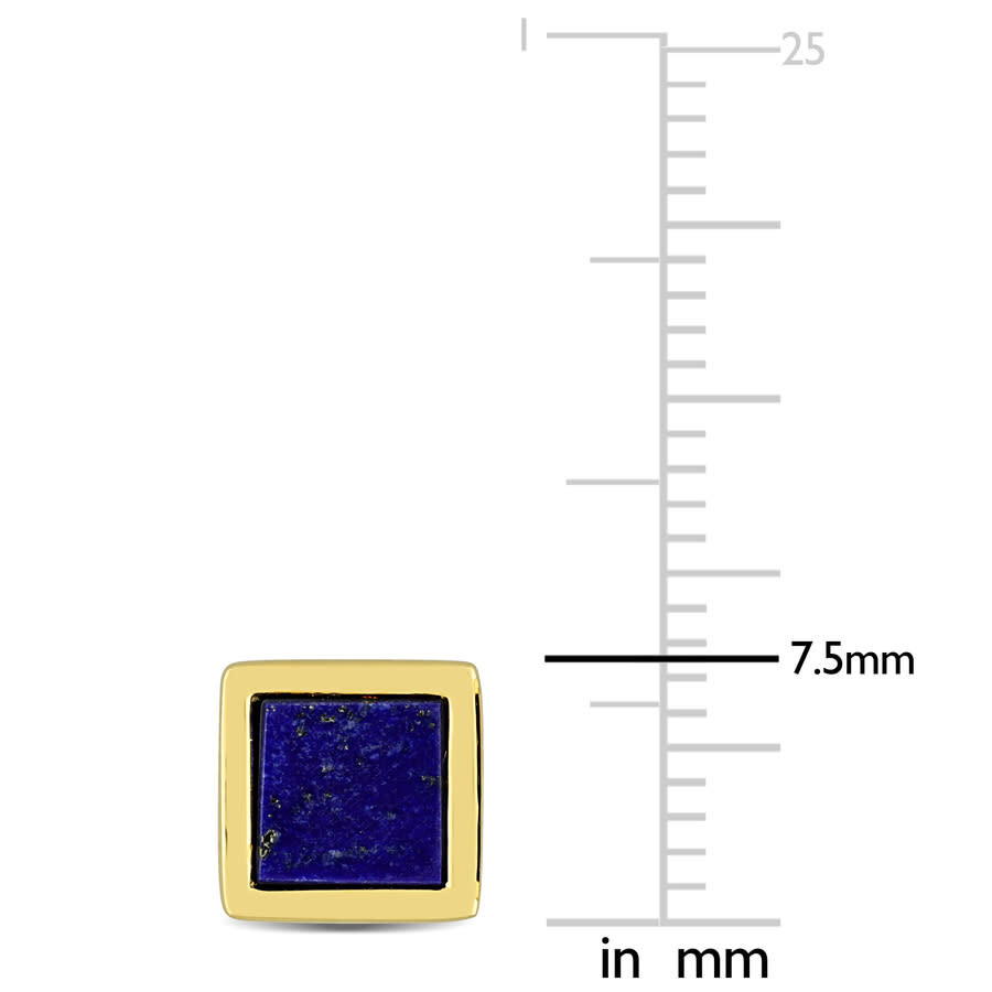 Amour 1 Ct Tgw Lapis Square Stud Earrings In Yellow Plated Sterling Silver In Yellow