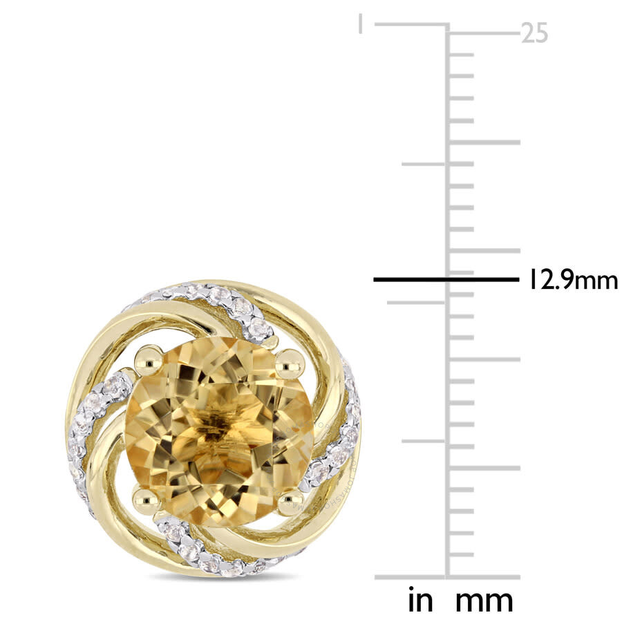 Amour 4 Ct Tgw Citrine And White Topaz Swirl Stud Earrings In Yellow Plated Sterling Silver In Yellow