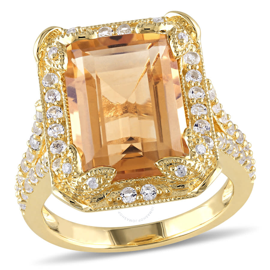 Amour 7 3/5 Ct Tgw Emerald Cut Citrine In Yellow