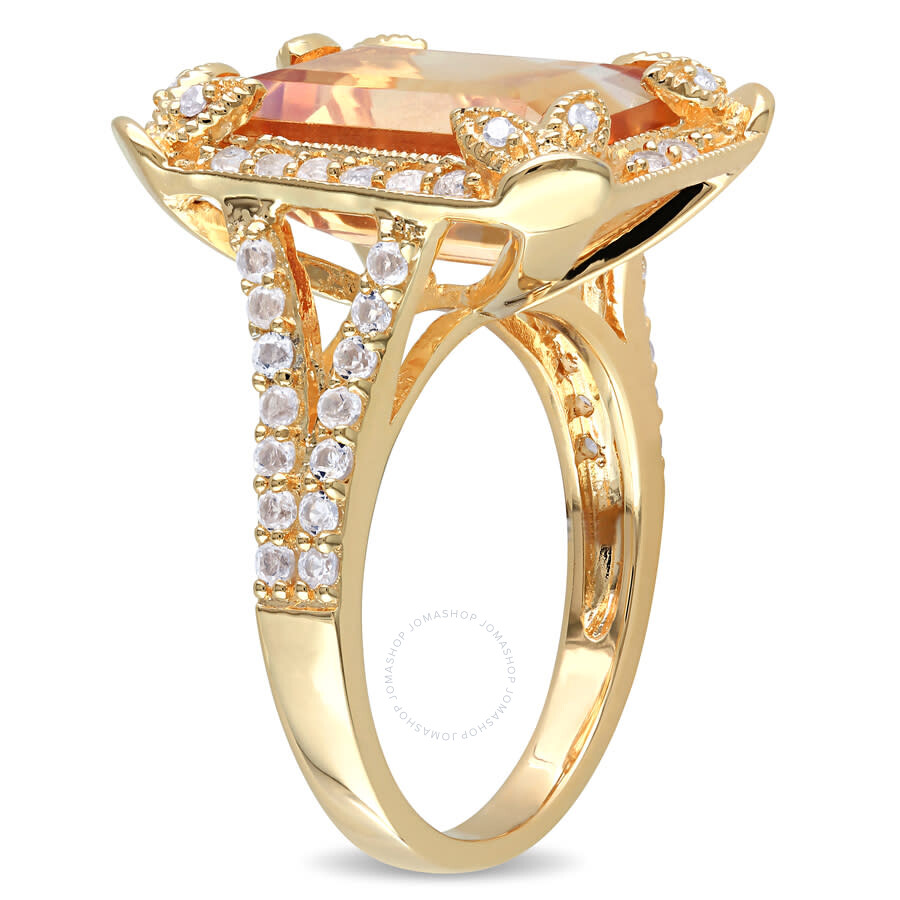 Shop Amour 7 3/5 Ct Tgw Emerald Cut Citrine In Yellow