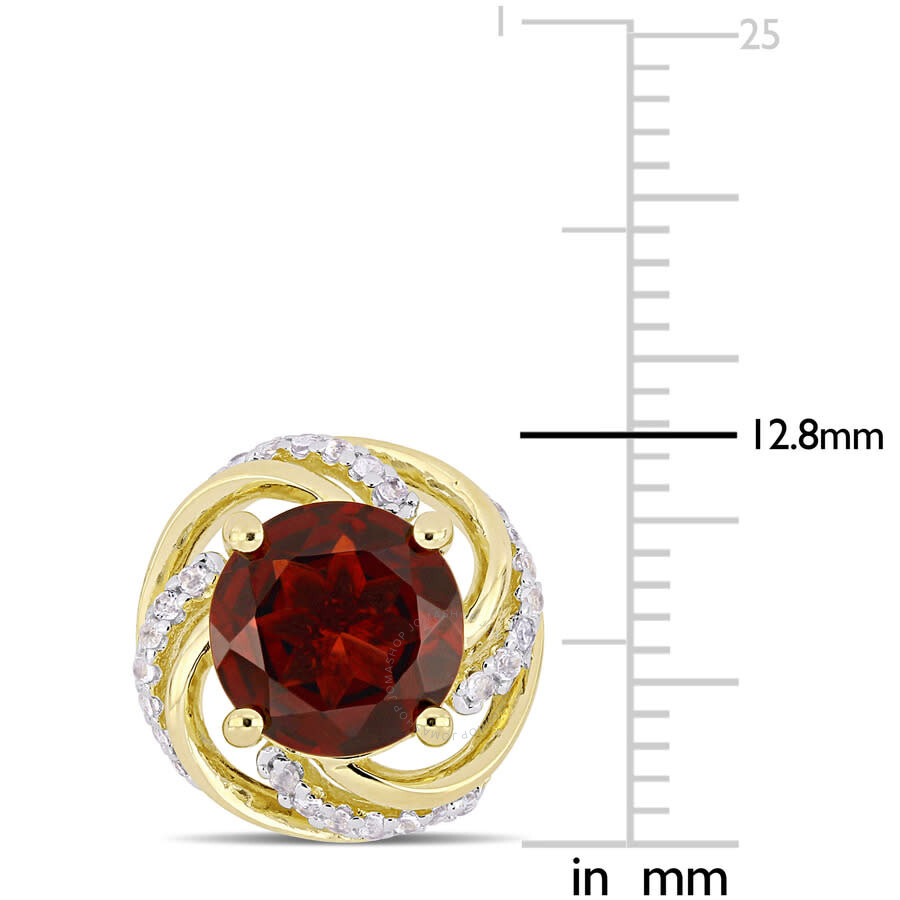 Amour 4 1/3 Ct Tgw Garnet And White Topaz Swirl Stud Earrings In Yellow Plated Sterling Silver In Yellow