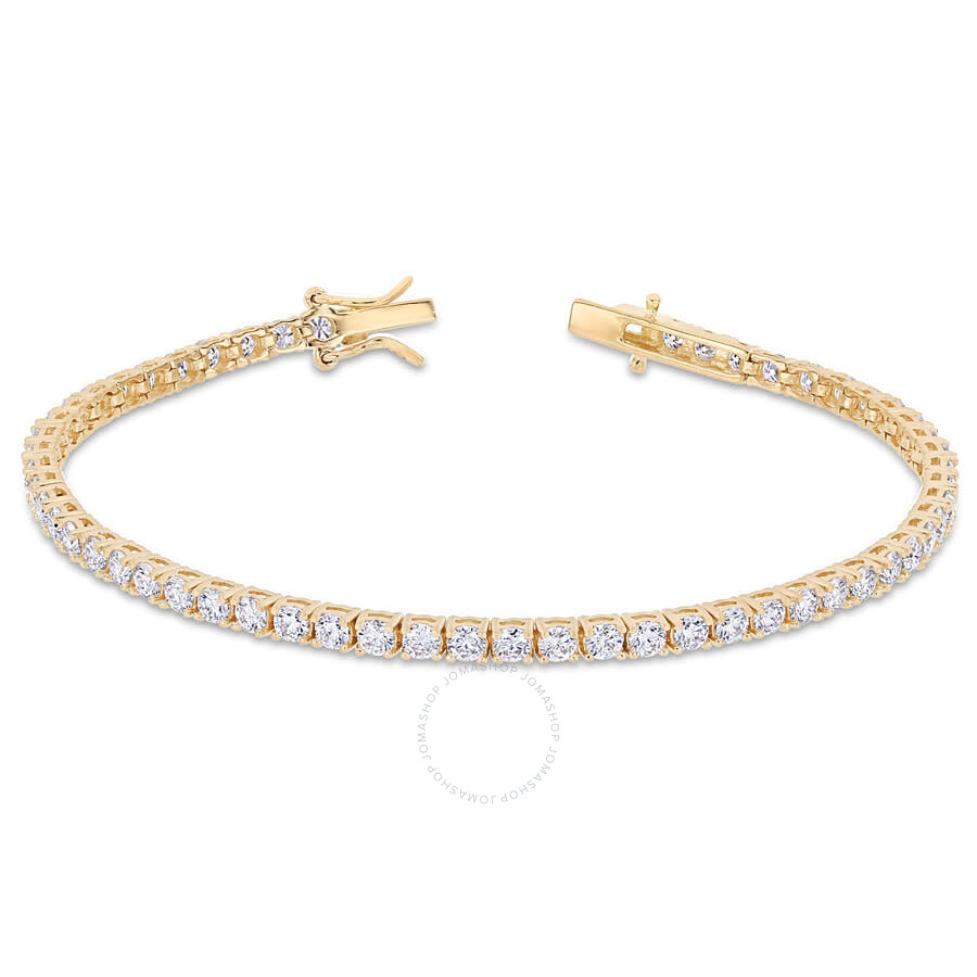 Amour 5 1/10 Ct Dew Created Moissanite Tennis Bracelet In Yellow Plated Sterling Silver In Yellow