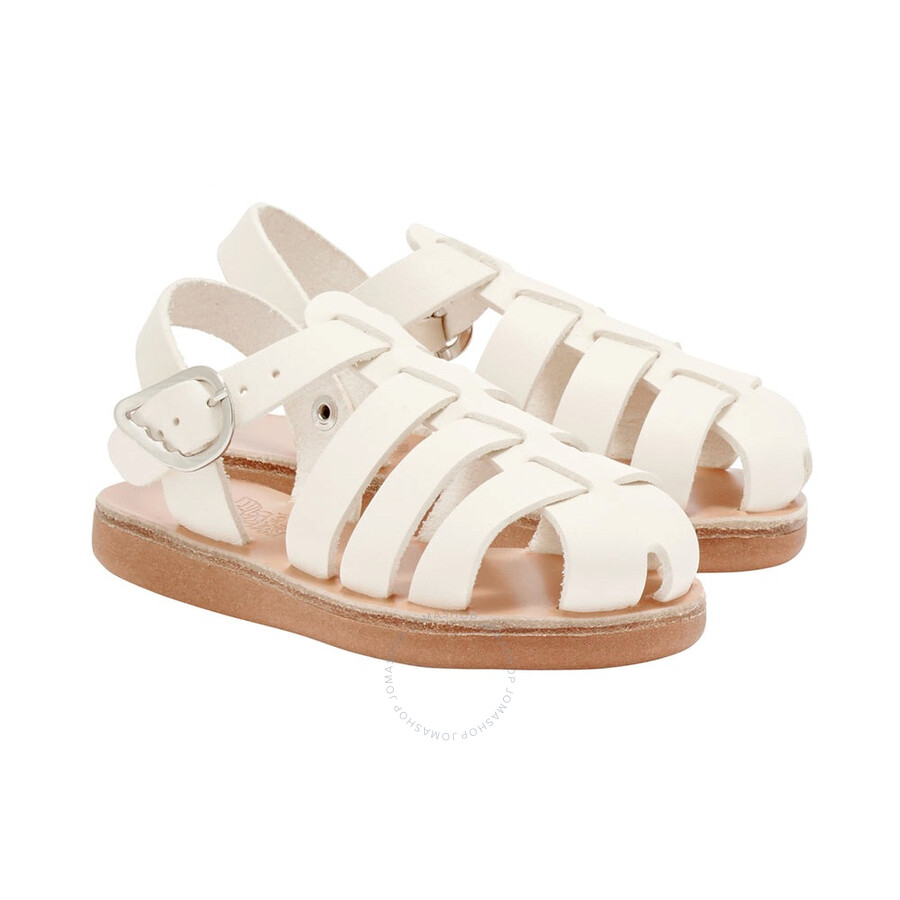 Ancient Greek Sandals Girls Ektoras Soft Leather Sandals In White