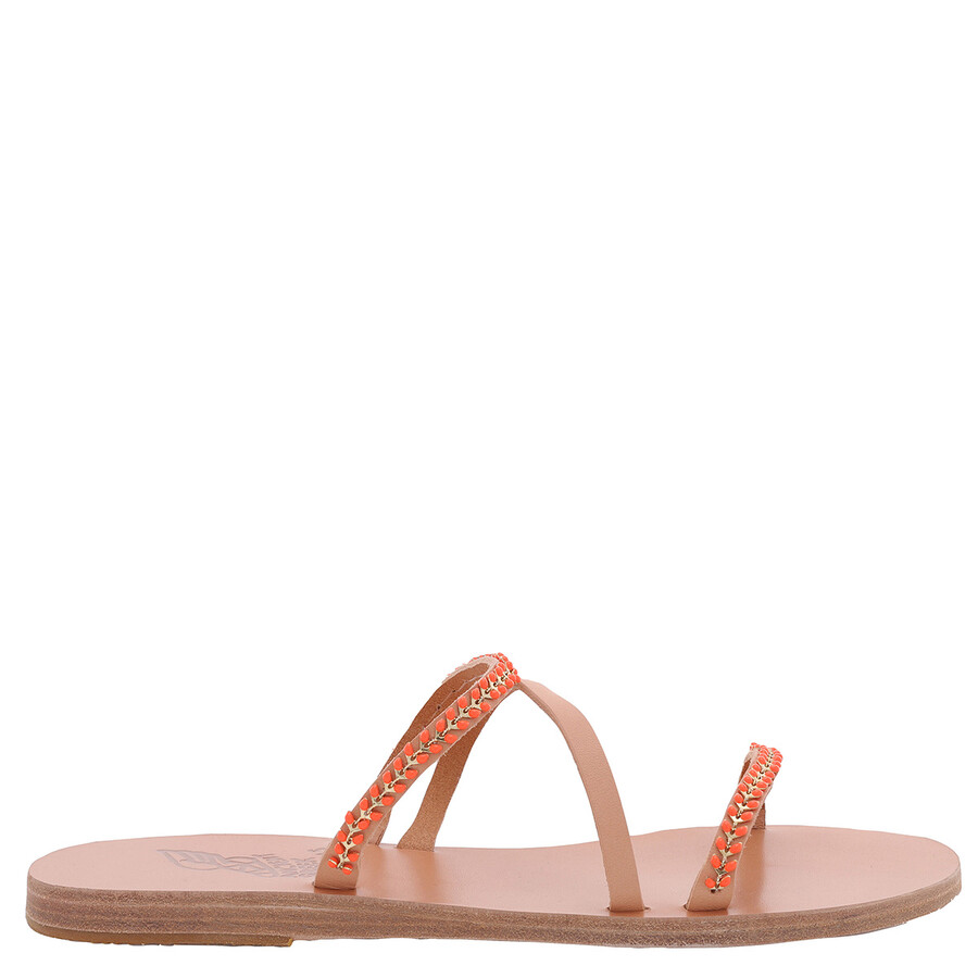 Shop Ancient Greek Sandals Natural/coral Apli Polytimi Chain Detail Sandals In Pink