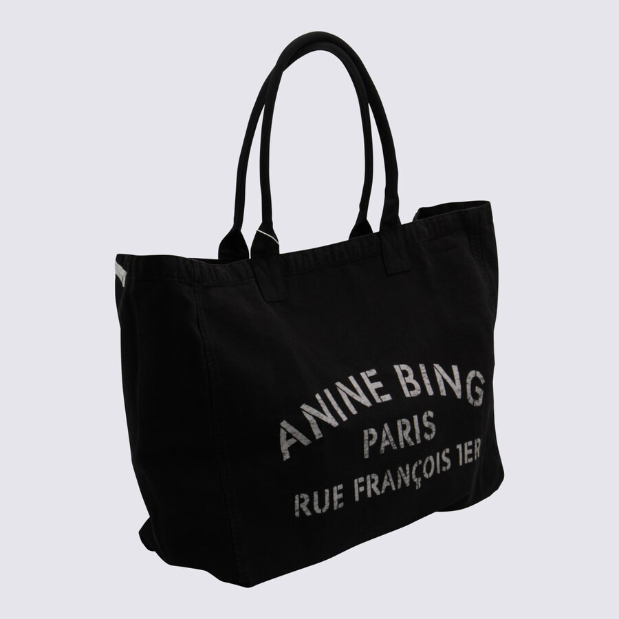 Anine Bing Black Cotton Totes In Black
