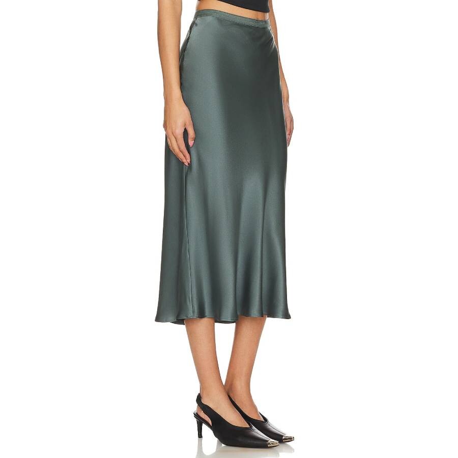 Anine Bing High-waist Bar Silk Skirt In Green