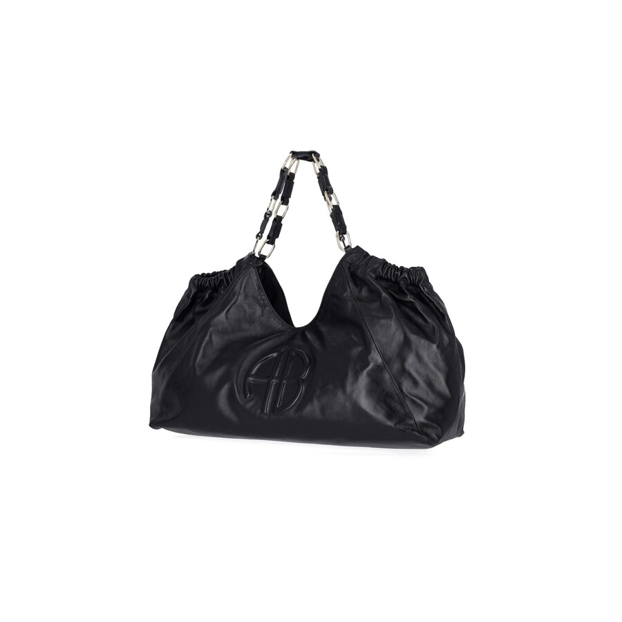 Anine Bing Oversized Nappa Leather Tote With Gold-tone Hardware In Black