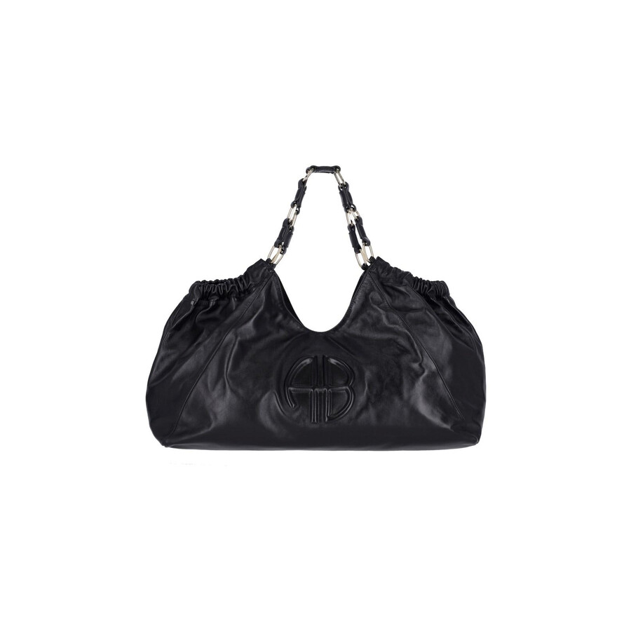 Anine Bing Oversized Nappa Leather Tote With Gold-tone Hardware In Black