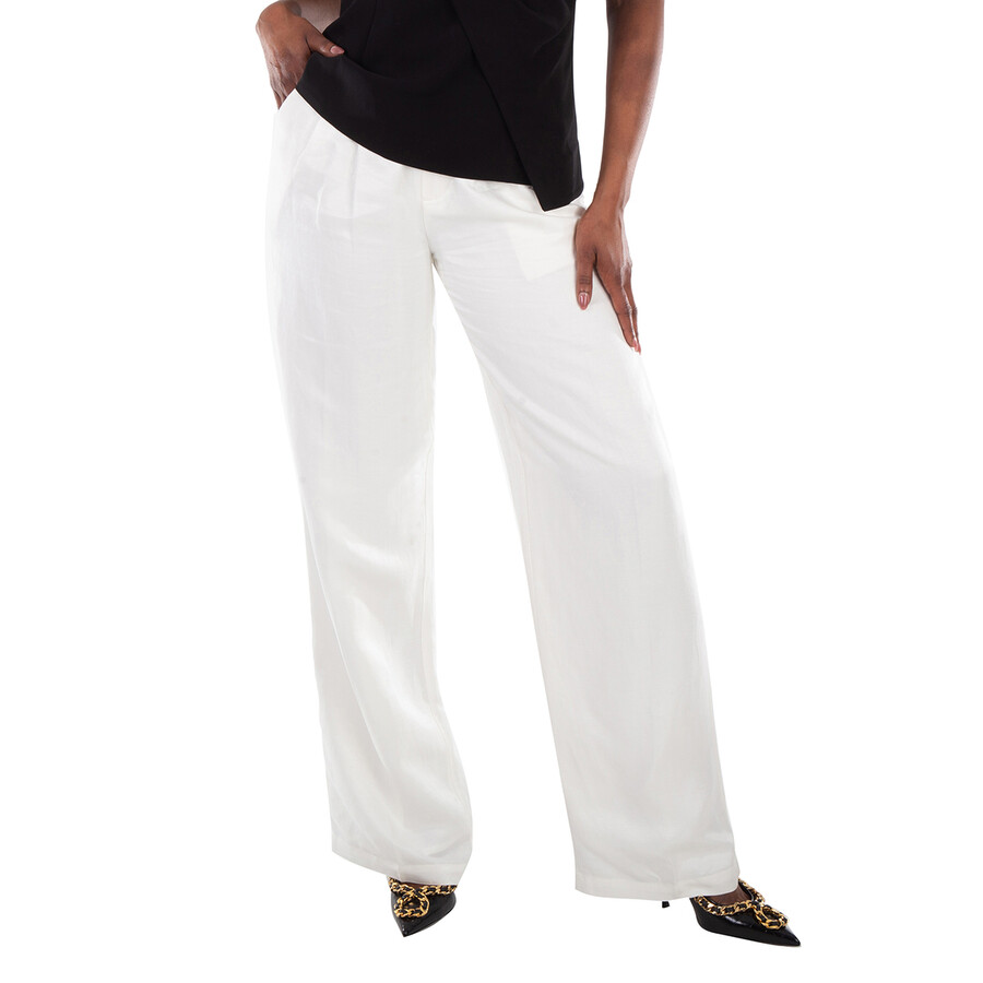 Ladies White Carrie Wide-Leg Trousers