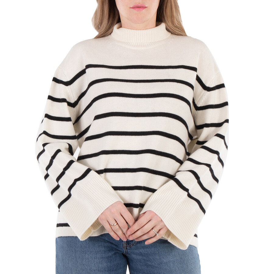 Ladies White Courtney High Neck Jumper