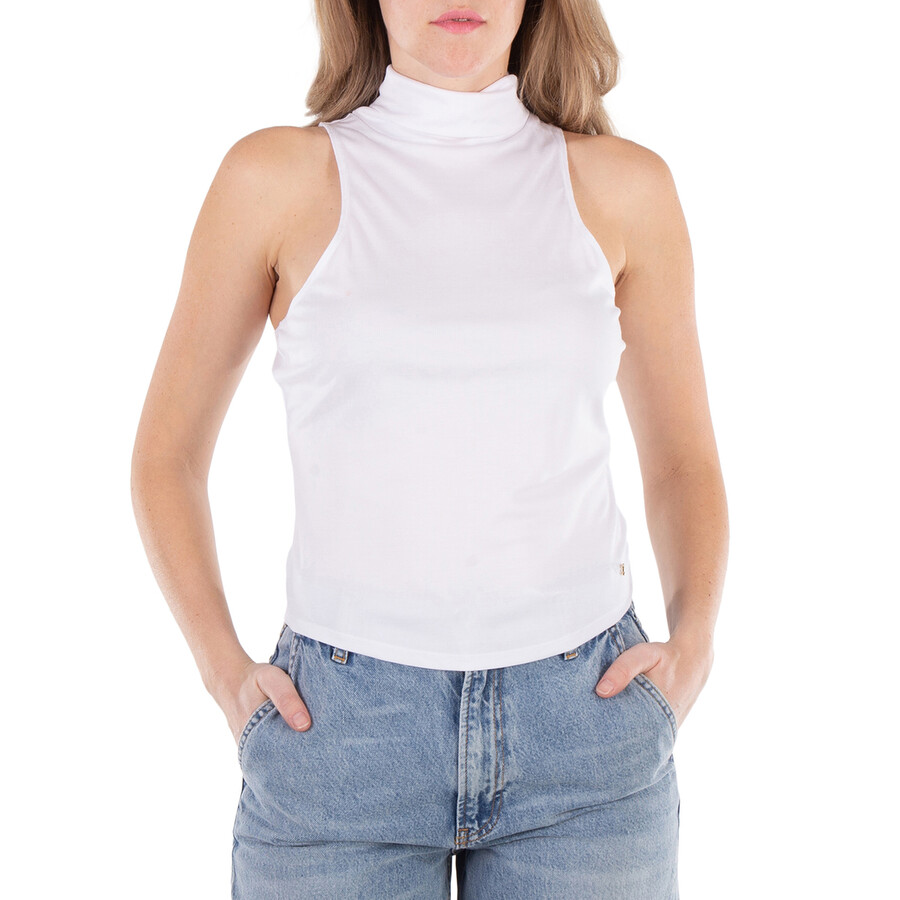 Ladies White Jennie Turtleneck Top