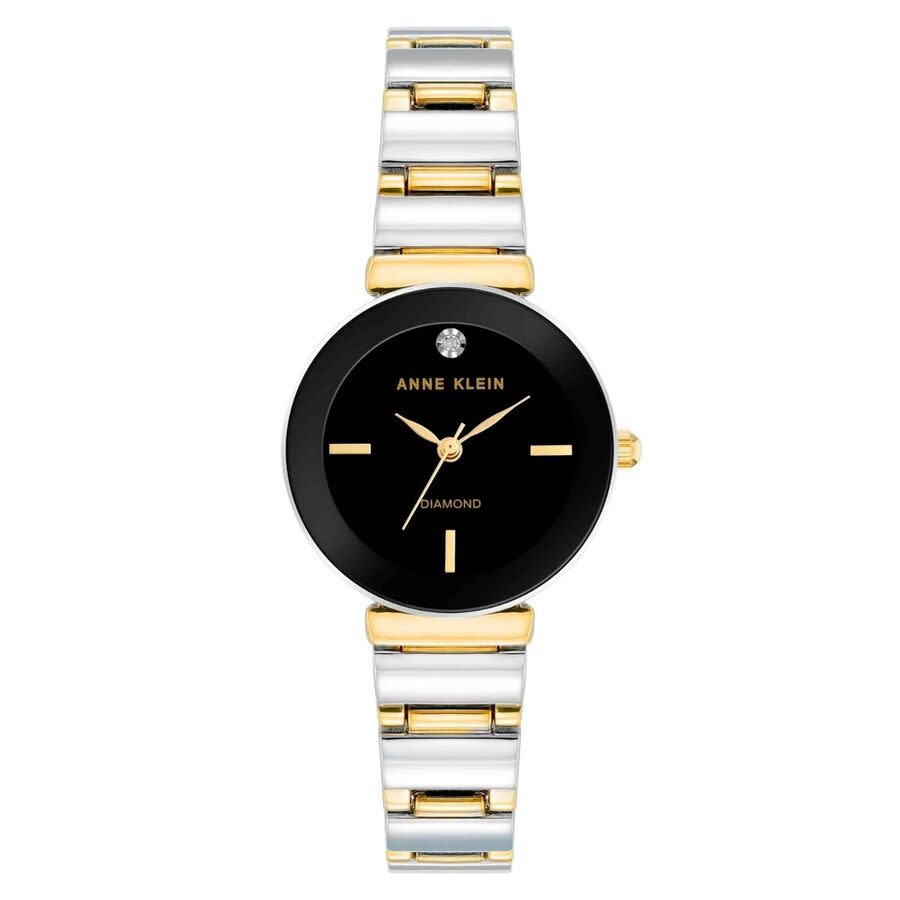 Anne Klein Accented Black Dial Ladies Watch AK-2435BKTT