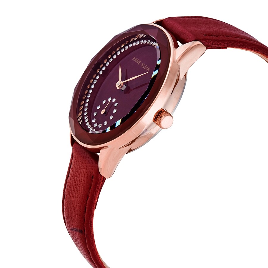 Anne Klein Burgundy Dial Burgundy Leather Ladies Watch AK/3458RGBY