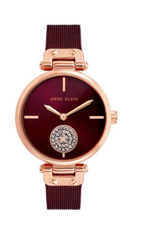 Anne Klein Crystal Burgundy Dial Ladies Watch AK/3000RGBY
