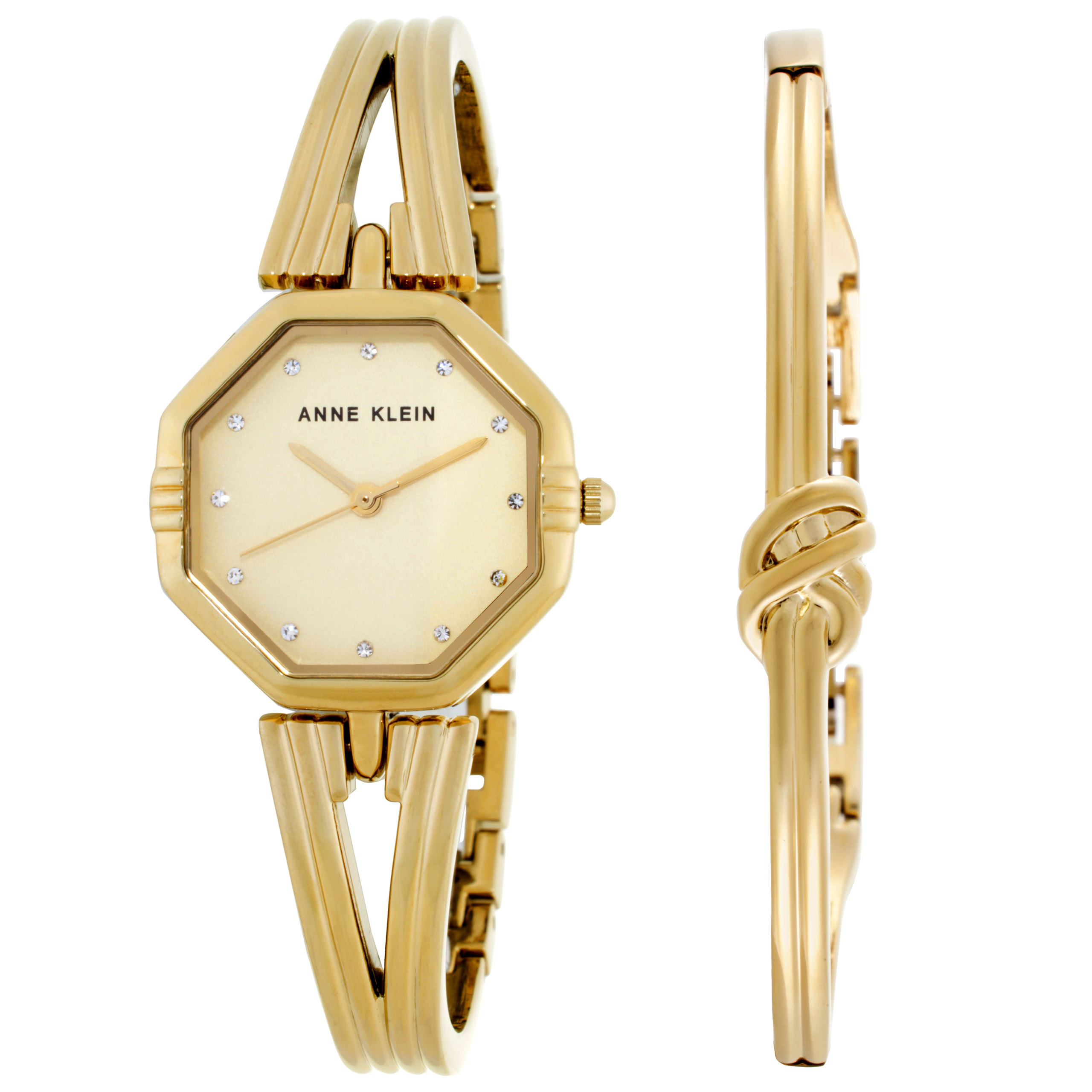 Anne Klein Quartz Crystal Gold Dial Ladies Watch and  display picture 1