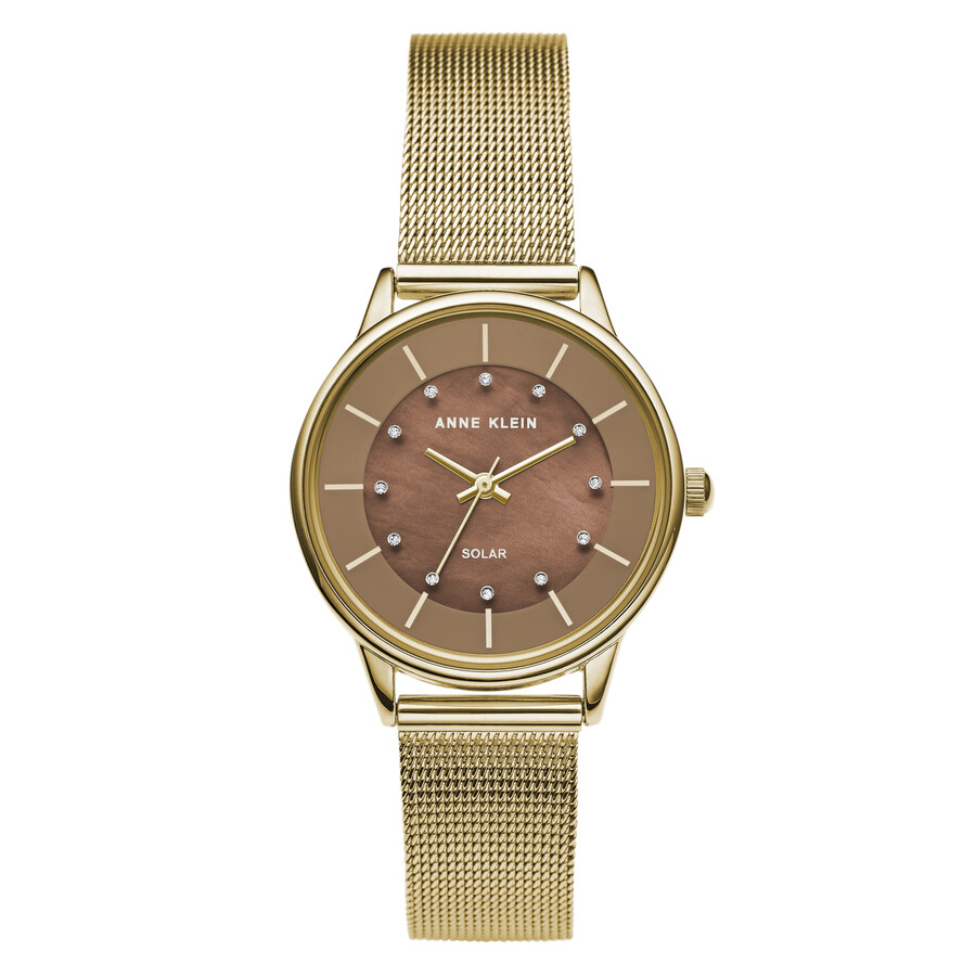 Anne Klein Quartz Crystal Ladies Solar Powered Watch AK/3722TMGB 086702669714 Watches