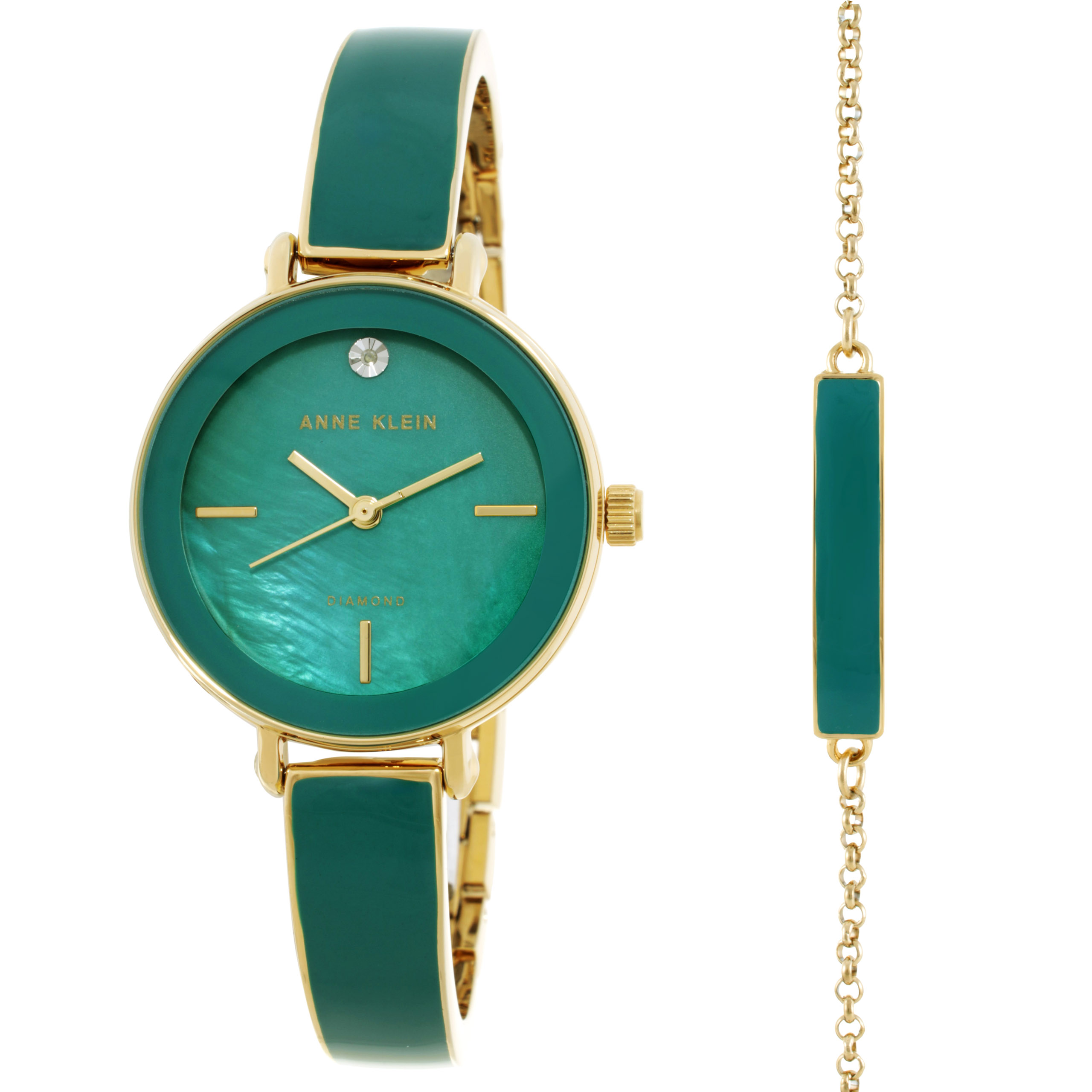 Anne Klein Quartz Green Mother of Pearl Dial Ladies Watch and