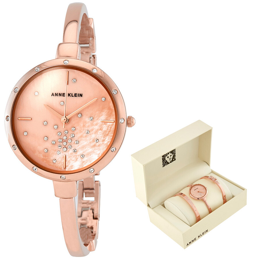 Anne Klein Set Crystal Blush Mother of Pearl Ladies Watch AK/3274RGST