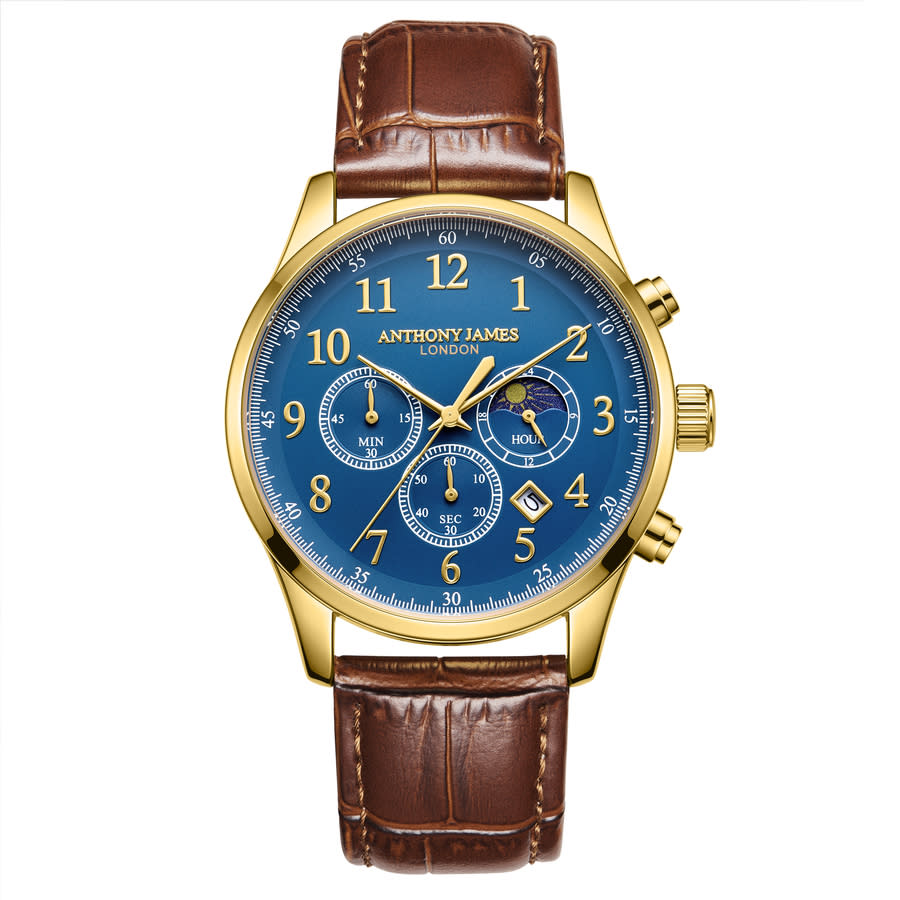 Anthony James Moonphase Chronograph Chronograph Blue Dial Men's Watch AJ071